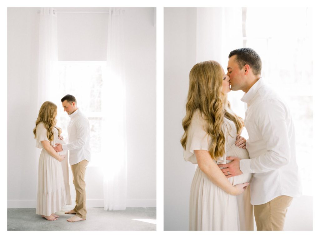Maternity photos in natural light and bright white studio in central missouri. 