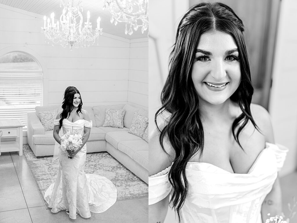 Natural light bridal portraits at Red Oak Valley wedding venue
