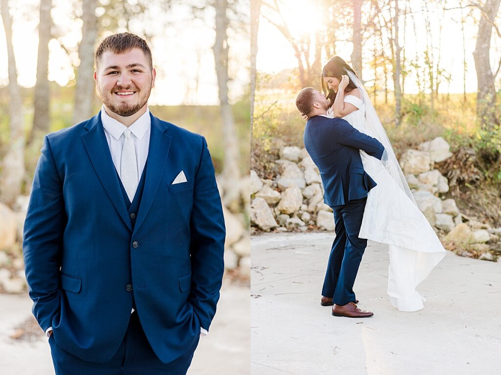 Romantic bride and groom portraits at Red Oak Valley in Owensville Missouri 
